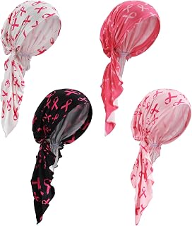 4 Pcs Chemo Headwear for Women Pre Tied Cancer Caps Cotton Head Scarf Turbans for Women Patients Gifts