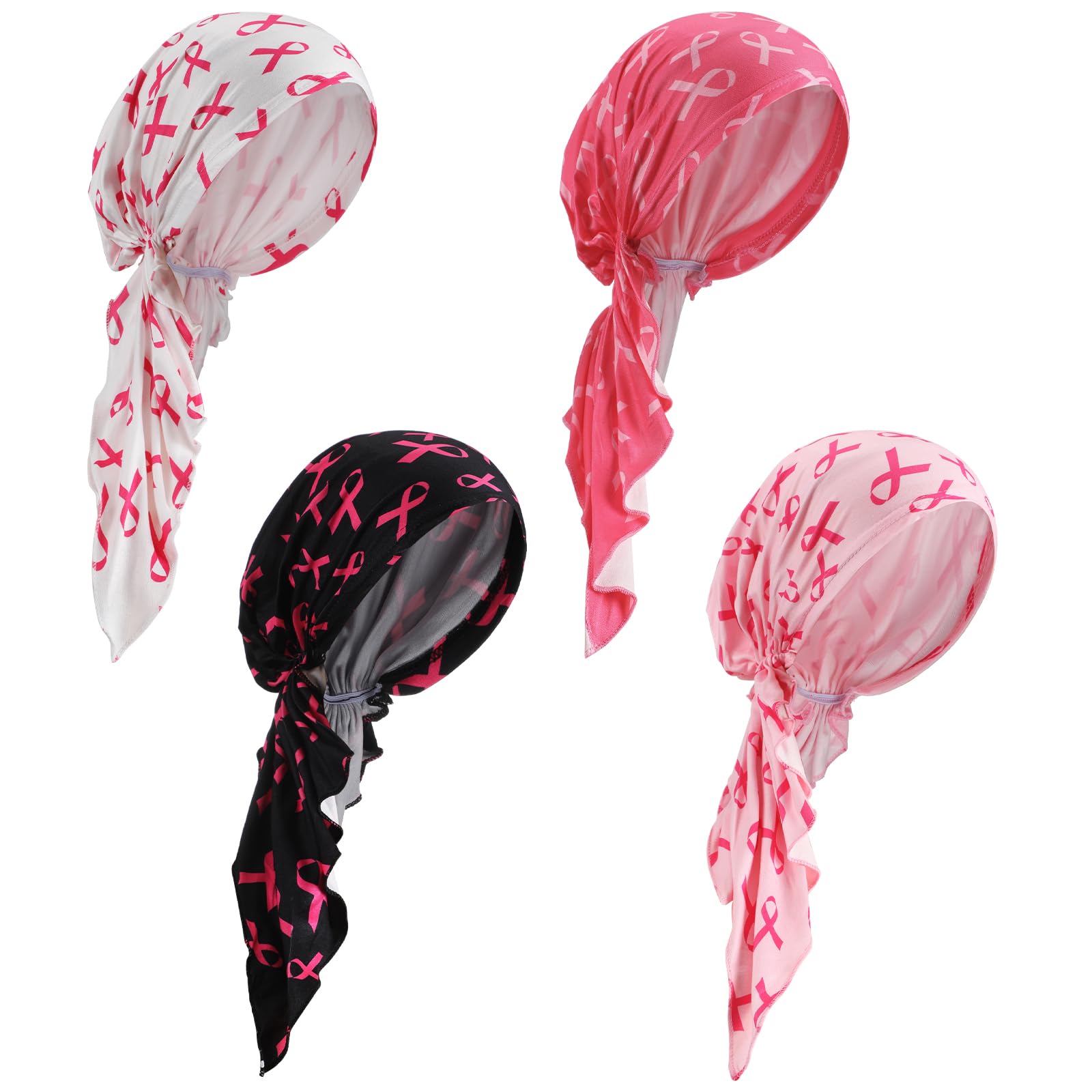 Halfchet 4 Pcs Chemo Headwear for Women | Pre Tied Cancer Caps Head Scarf Turbans for Women Patients Gifts