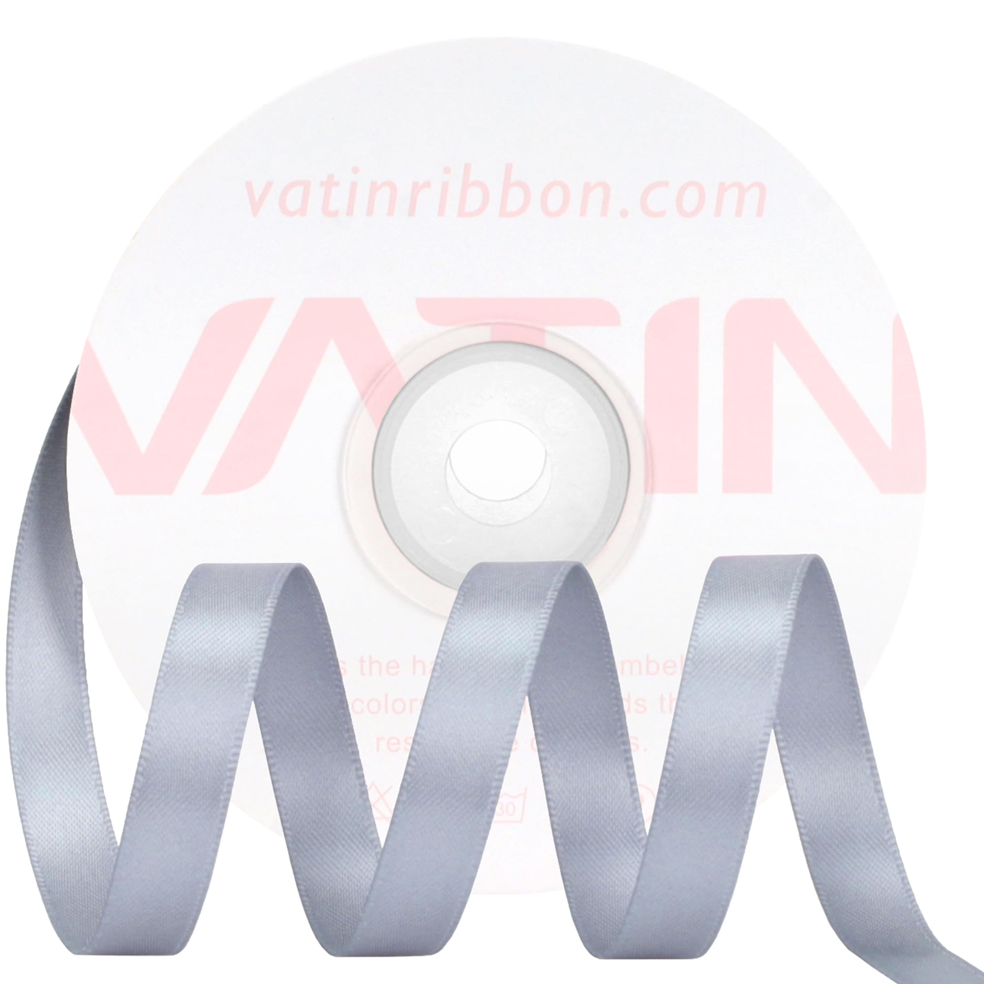VATIN Double Face Gray Satin Ribbon 10mm X 22m,Gray Polyester Fabric Ribbon use for Bows Bouquet Gift Wrapping