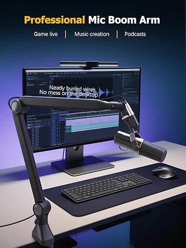 Miniatura 2 de Brazo de brazo de micrófono BA-30 - Brazo de estudio ajustable de 360 con rotación de 360, con rosca de 38 pulgadas 58 pulgadas para podcast,