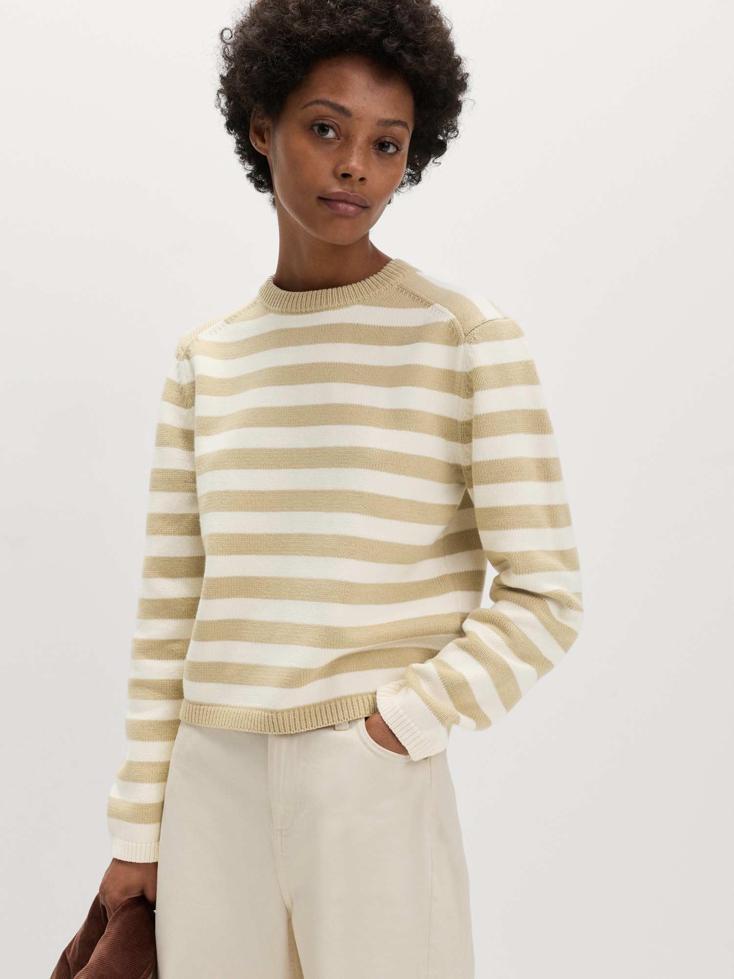 Marks & Spencer Donna a Righe Corto Maglione Ricco di Cotone – vestibilità Regolare