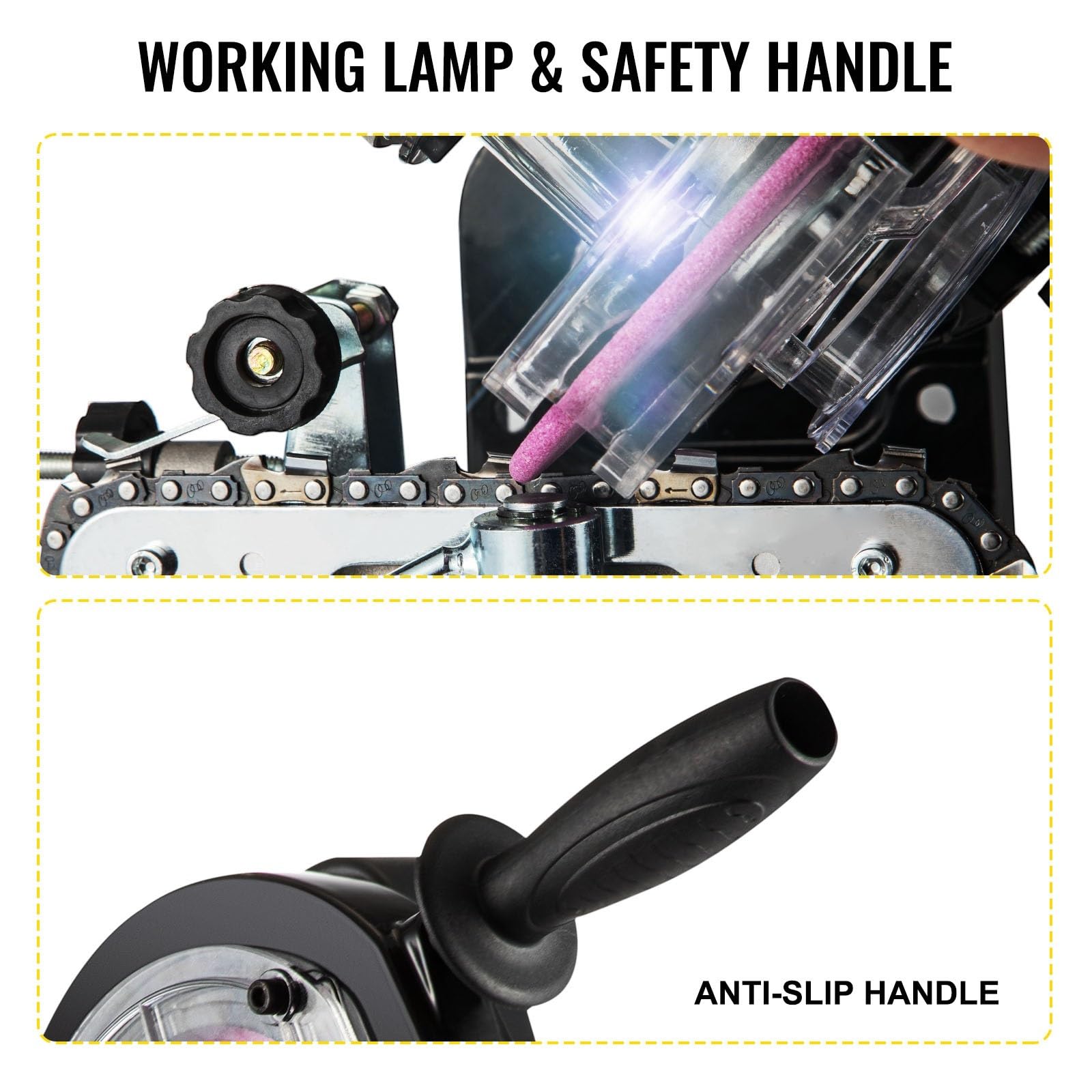 Amoladora de cadena sierra 230 W, 3000 RPM, Banco aluminio eléctrico, amoladora motosierra, afilador, herramienta ángulo ajustable portátil, pulidora Para principiantes y uso doméstico