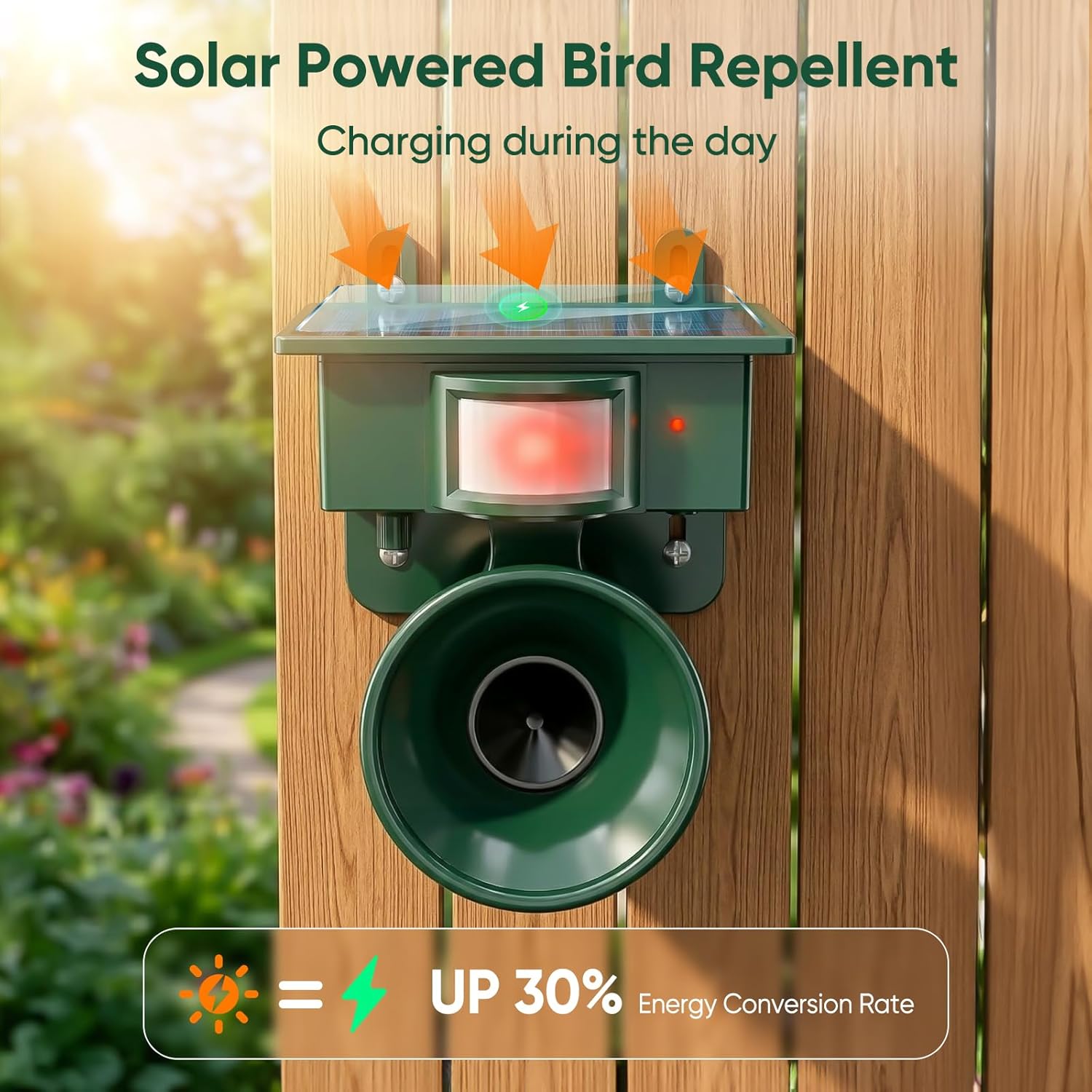 2026 Upgraded Solar Ultrasonic Bird Repellent Devices Outdoor, Waterproof Solar Woodpecker Deterrent for Yard, Garden, Balcony & House, ultrasonic pest Repeller Motion with Bird Control System
