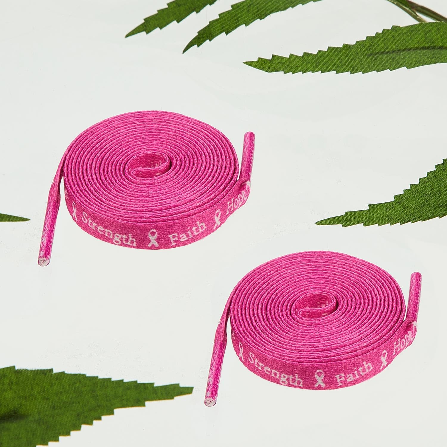 Taiyin 50 Pairs Breast Cancer Awareness Shoelaces White and Pink Ribbon Shoelace for Tennis Football Runners Athletic Strings