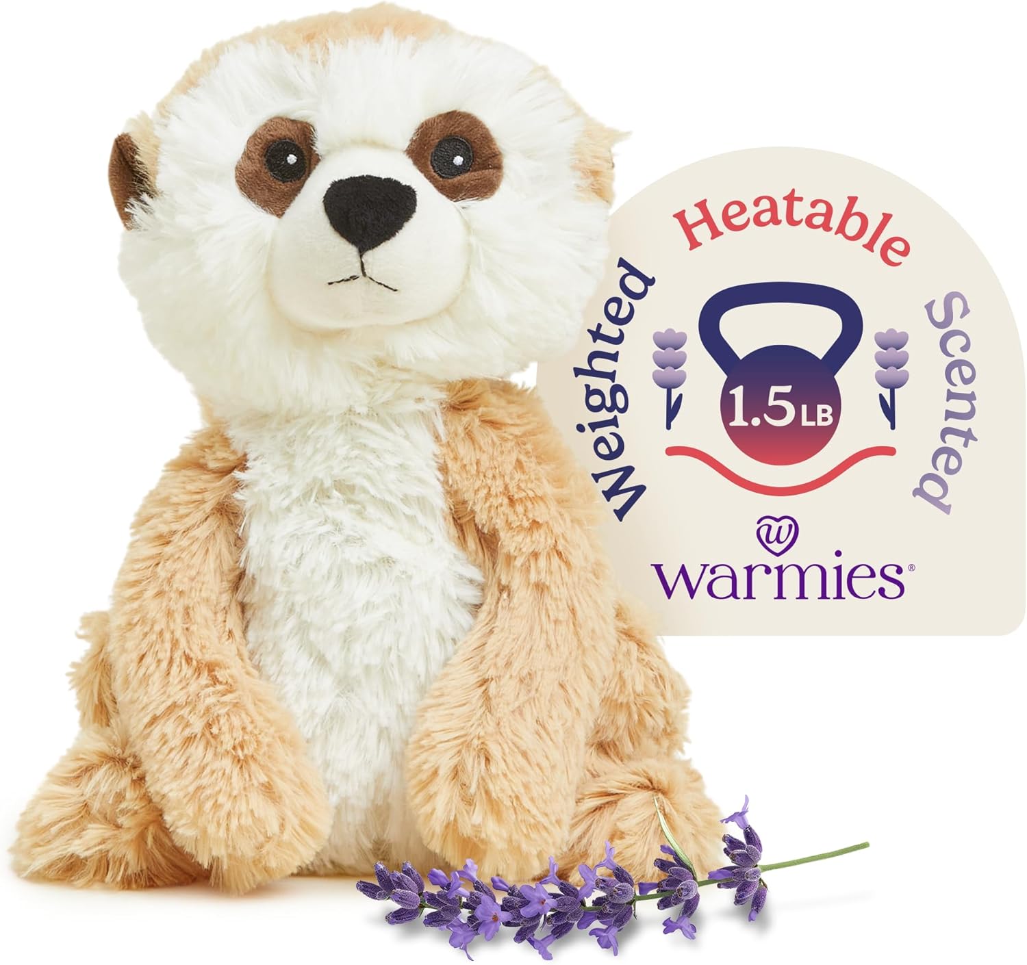 warmies Microwavable & Weighted Stuffed Animals, Meerkat - Soothing Warmth Plushies - Lavender Scented Plush Toy - Cooling Relief Plushie for for Adults & Children (Boys, Girls, Babies & Toddlers)