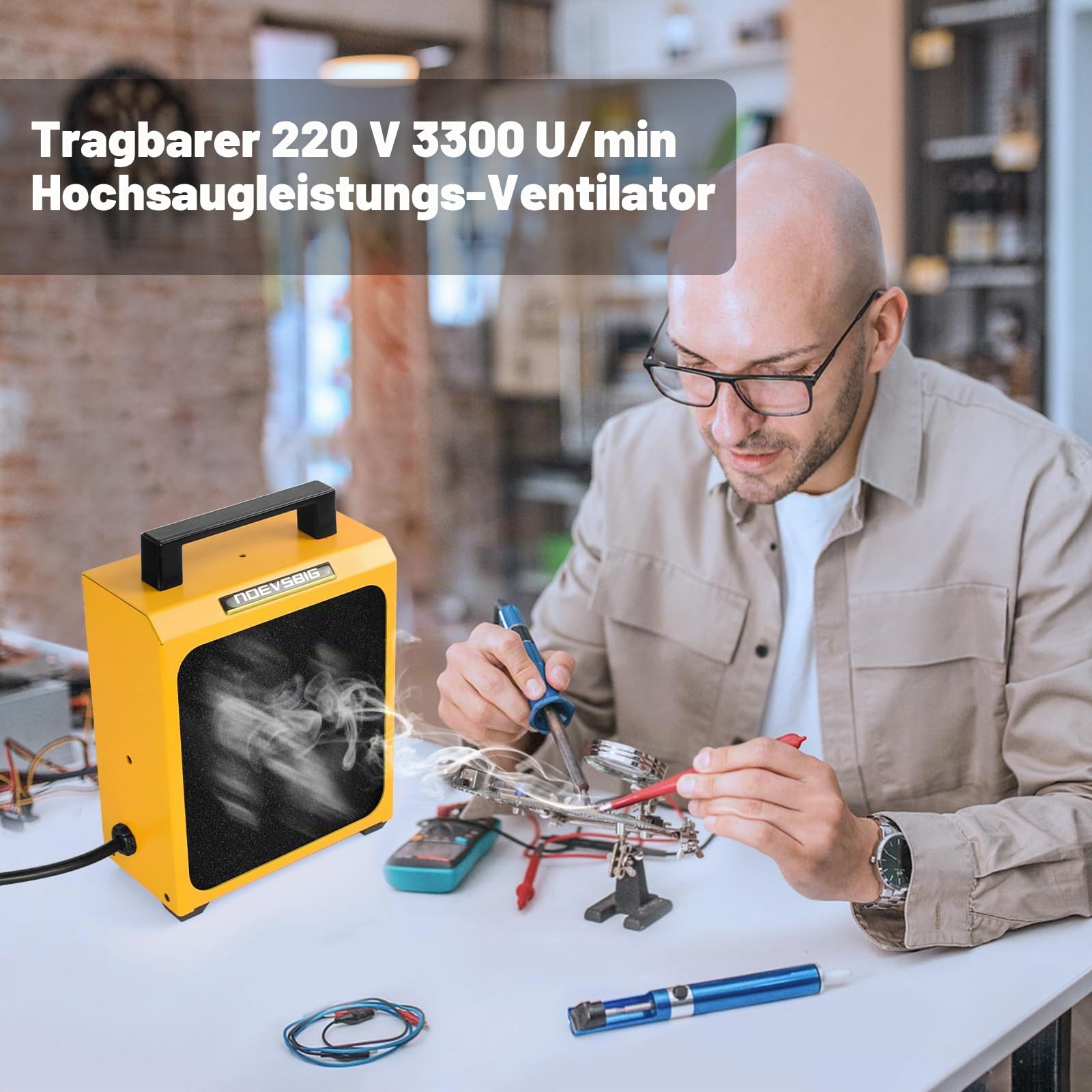 Lötrauchabsorber, Lötdampf Extraktor, NOEVSBIG Löt-Rauchabsorber-Entferner Rauchschutz-Absorber DIY-Arbeitsventilator zum Löten