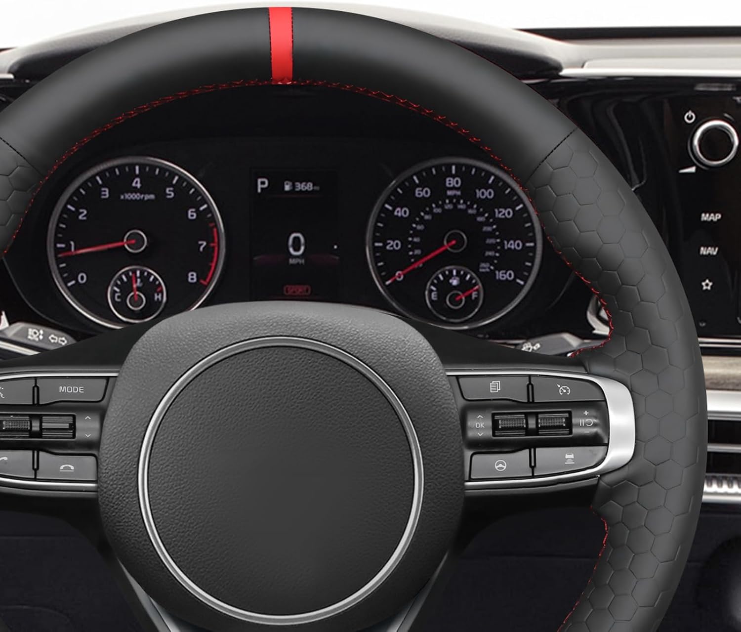 MEWANT Hand Stitch Steering Wheel Cover Wrap for Kia Sportage 2022-2023 / K5 (GT/GT-Line) 2021-2022 Steering Wheel Accessories for Kia Sportage K5(for O-Shape)