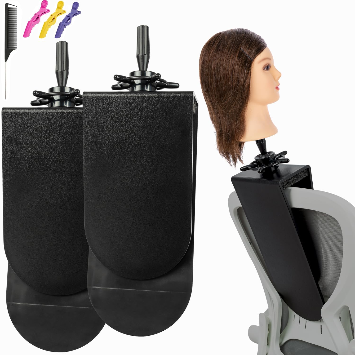 Mannequin Clamp Stand for Chair, Mannequin Head stand for Hairdresser Practice Braiding Hair Styling with Clamp stand (2 Pack)