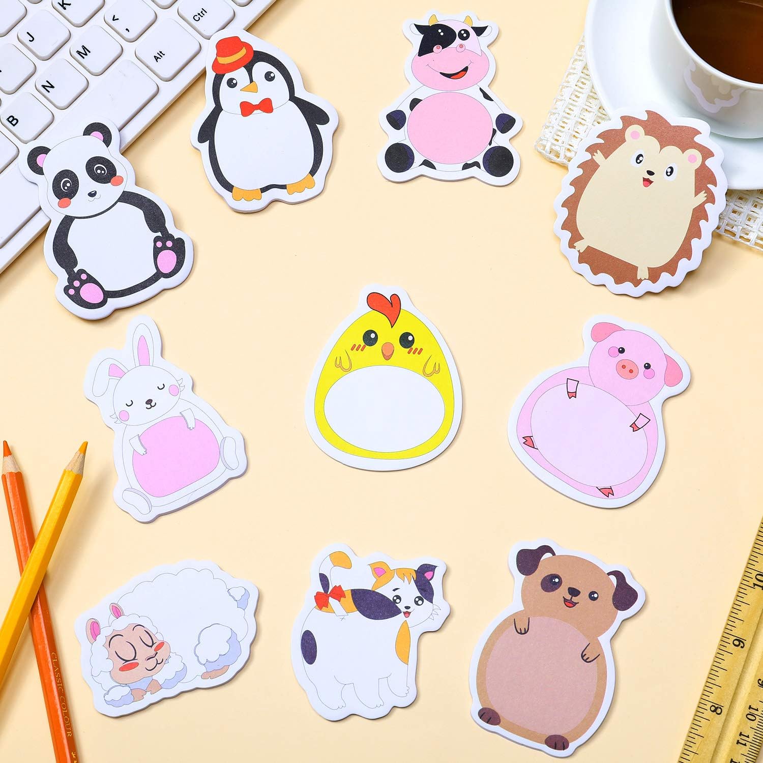 30 Sets Cartoon Animal Sticky Notes Cute Cartoon Memo Page Markers Flags in Different Shapes for Home, School and Office, 10 Styles (Vintage Style) - Image 4
