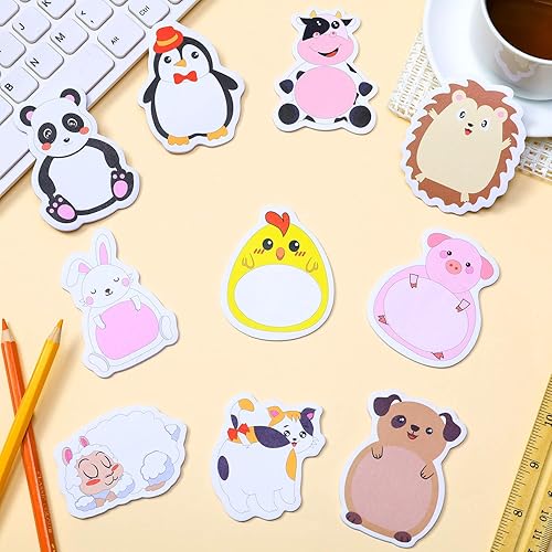 Miniatura 4 de 30 juegos de notas adhesivas de animales de dibujos animados, marcadores de página de notas de dibujos animados en diferentes formas para el hogar,