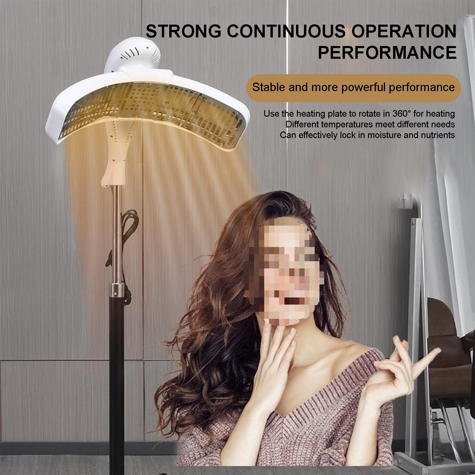 Asciugacapelli Professionale, Attrezzatura Portatile Per Salone Con Pannello Di Controllo Multifunzionale (tempo E Temperatura), Include Supporto Mobile A Rulli, Bianco/nero,A,Black
