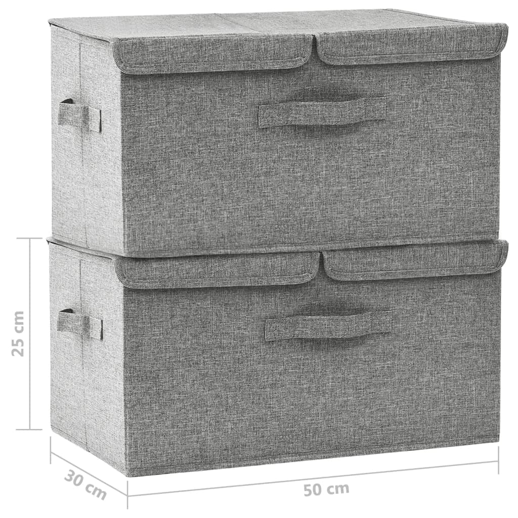 Aufbewahrungsboxen 2 Stk Stoff Grau 50x30x25 cm mit 2 Fächern zusammenklappbar für Kleiderschrank, Schminktisch Organizer und Schubladen zur praktischen Aufbewahrung