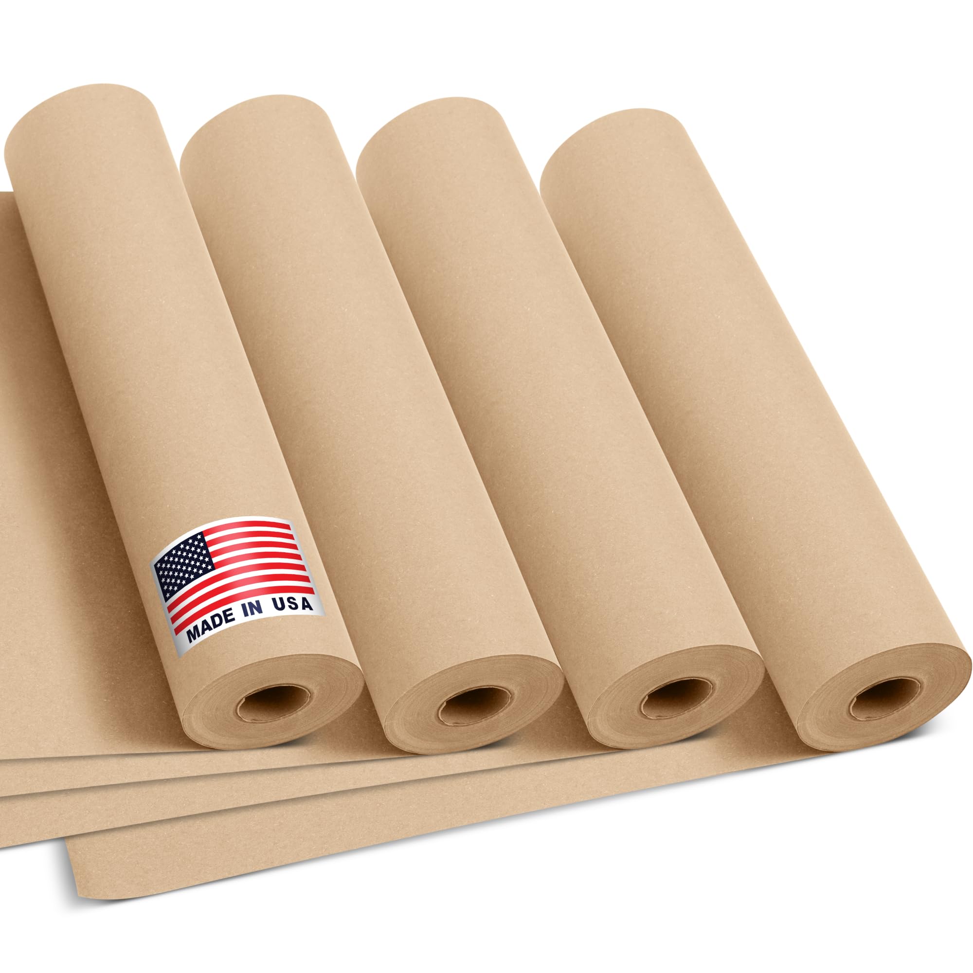 Papier kraft naturel pour emballages cadeaux écoresponsables rouleau marron lot de 4
