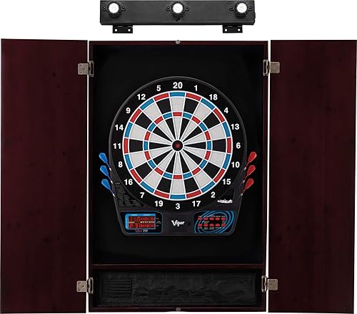 Vista 8 de Viper by GLD Products 777 - Diana de dardos electrónica, gabinete metropolitano de canela, línea de lanzamiento láser y paquete de luz de diana