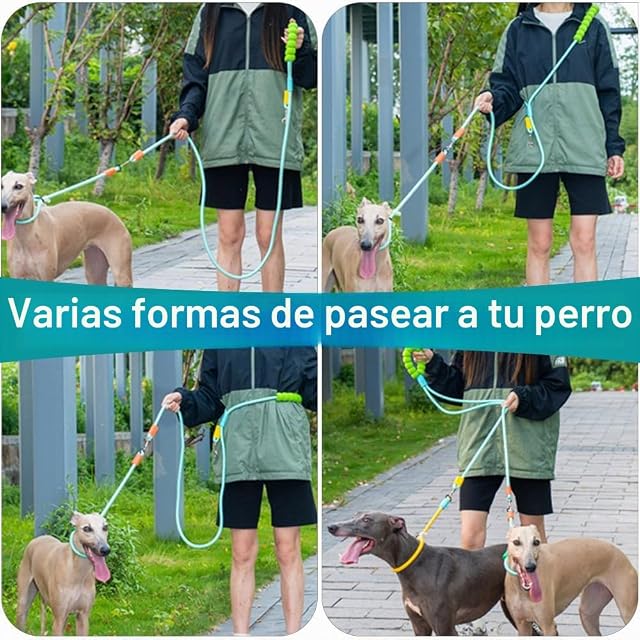 Foto 7 de 8 de Doble correa para perros, giro de 360°, 2 metros de nylon sin enredos