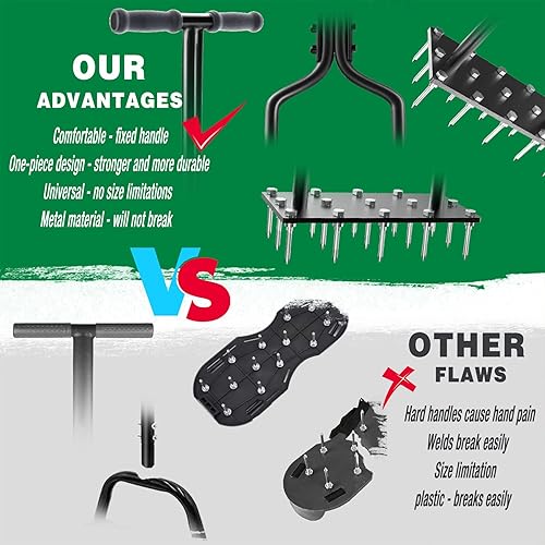Miniatura 6 de Aireador de césped, aireador manual de extracción de césped con 15 picos de núcleo, herramientas de césped y jardín, aireación de enchufe