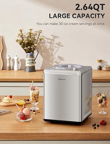 Miniatura 2 de Máquina de helados de 2.64 cuartos de galón, compresor de 250 W más rápido actualizado, máquina de helado totalmente automática sin precongelación,