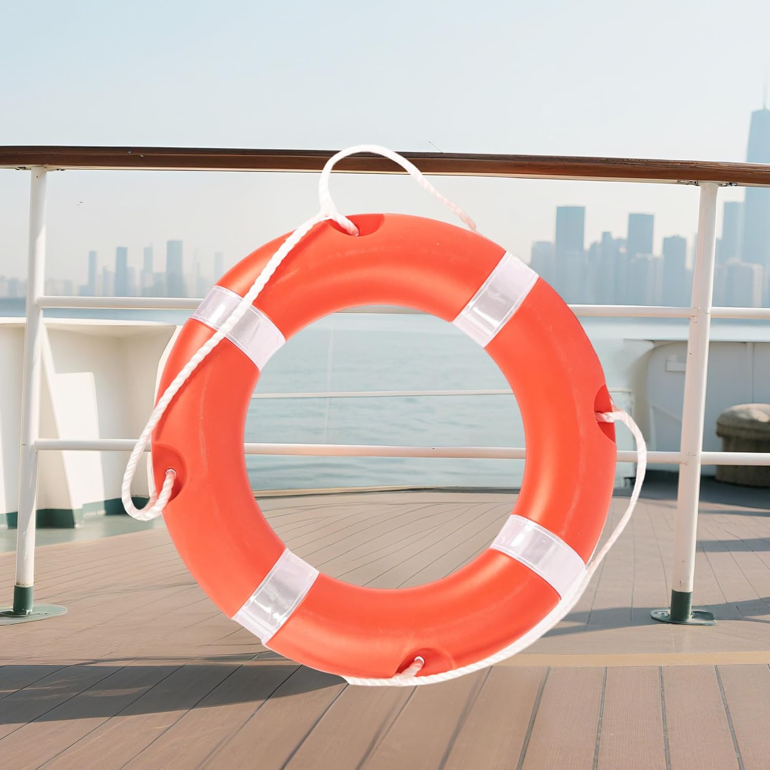23"-28" Throwable Flotation Device, Coast Guard Style Life Preserver Ring Buoy with 98.4FT Floating Rope, Boat & Pool Safety Life Ring for Adults, Marine Lifesaving Equipment
