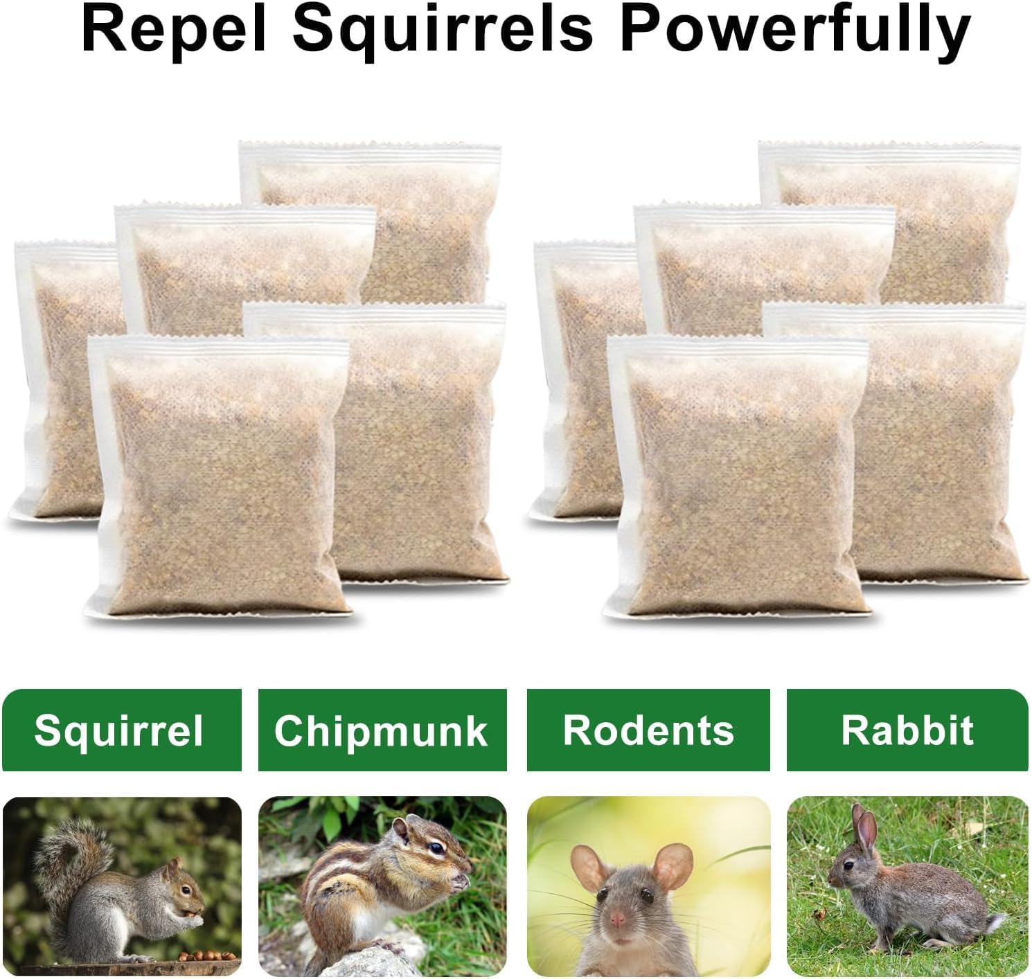 Squirrel Repellent, Chipmunk Repellent Outdoor, 10 Pack Squirrel Deterrent for Attic, Chipmunk Deterrent for Garden, Keep Squirrels Away for Car, Indoor Repellents Squirrel Pouches for Potted Plant - Image 5