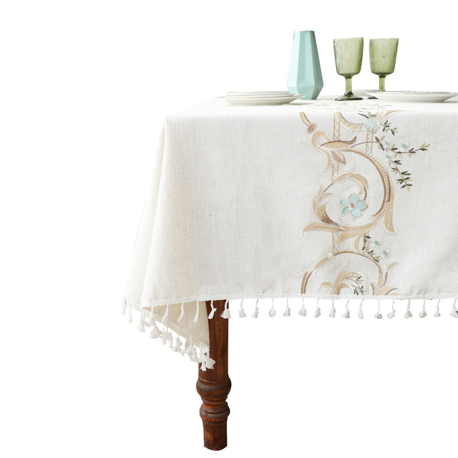 JINGYAN Tablecloths Simple Rectangular Tablecloth Cotton Linen Cloth Art Table Coffee Desk(140 x 200cm)