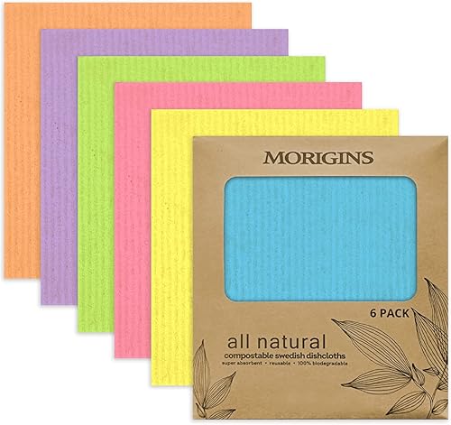 Morigins Wholesale - Paños de cocina suecos Paquete de 6 paños de cocina reutilizables compostables paños de cocina de celulosa juego de toallas de