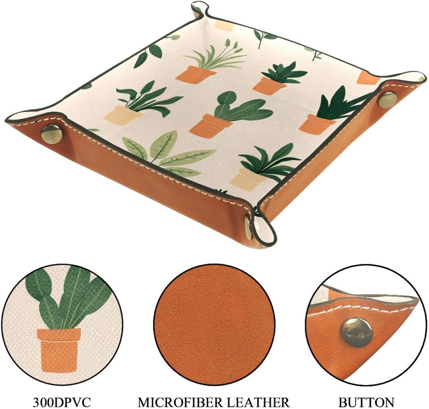 Microfiber Leather Dice Trays Holder for Dice Games Like RPG DND, Plants Pattern Dice Holder Storage Box Portable Folding Rolling Dice Tray, 20.5x20.5cm image 3