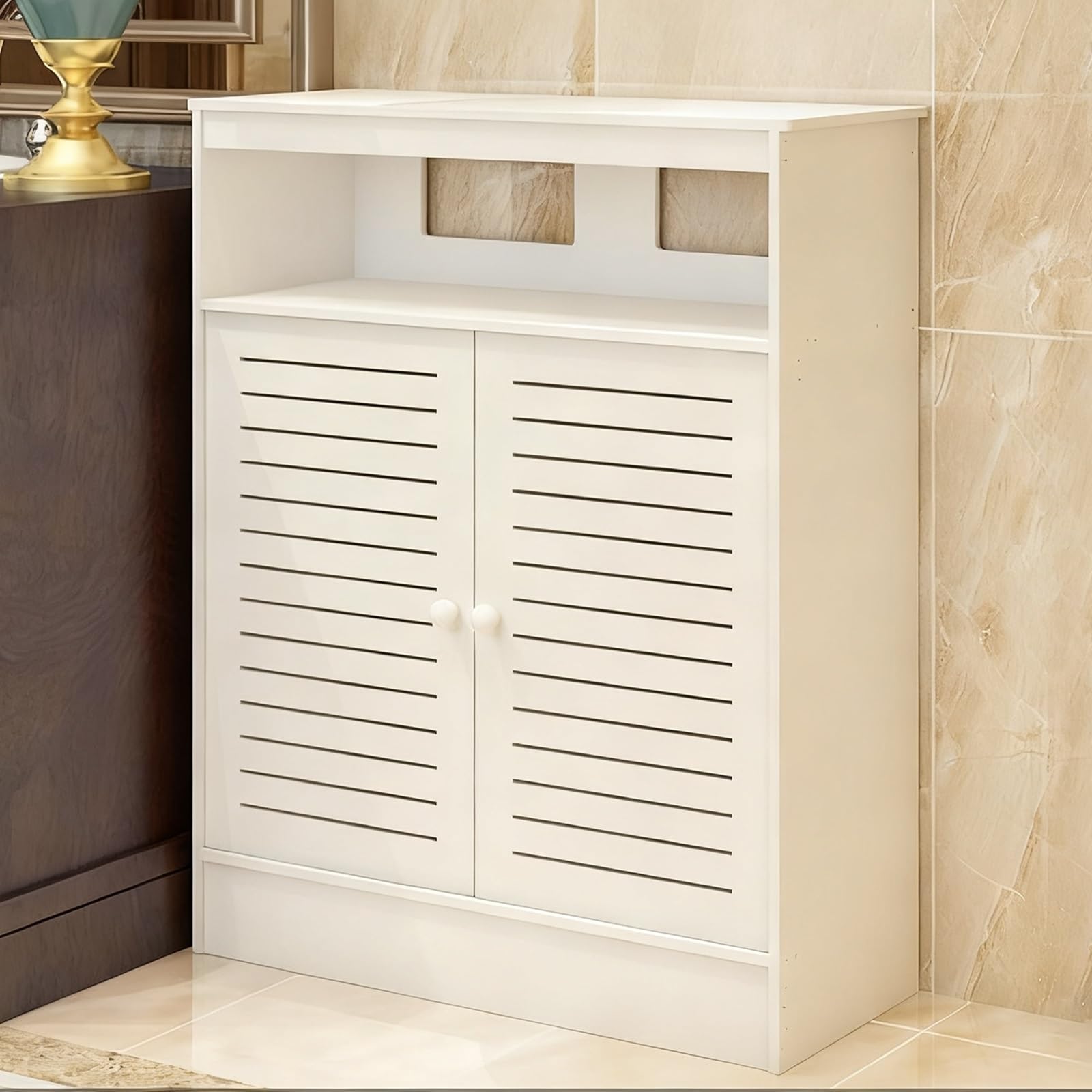 Copritermosifone Bianco con Griglia a Lamelle Copri Termosifone Copritermosifoni per Casa Mobiletto per Riscaldamento a Pavimento Collettore per Riscaldamento a Pavimento(62x90x20 cm/24x35x8 in)