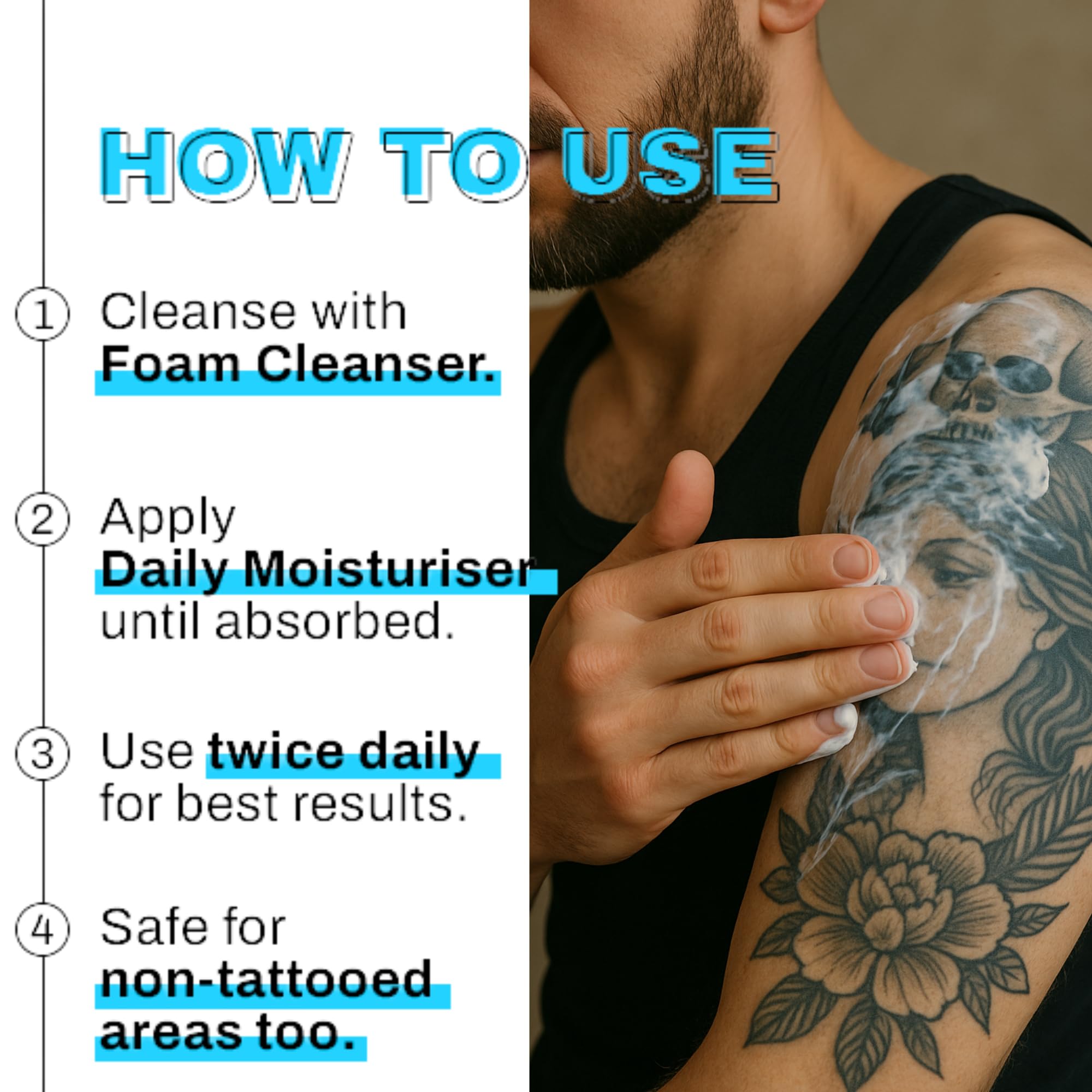 Flaunt Your Ink Tattoo Shiner & Moisturizer Duo | SPF 50 PA+++ Cream for Healed Ink | UV Protection + Hydration with Vitamin E & Hyaluronic Acid | 2 X 50ml 2