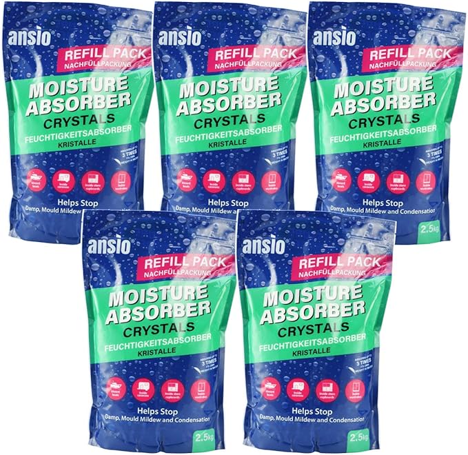 ANSIO 12.5kg Refillable Moisture Absorber Refill Crystals for Damp
