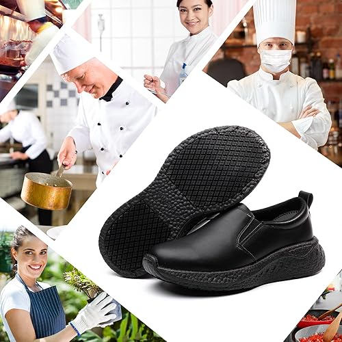 Miniatura 6 de Zapatos de trabajo antideslizantes para mujer, antideslizantes, para servicio de alimentos, zapatos de chef, superficie antideslizante, impermeable,