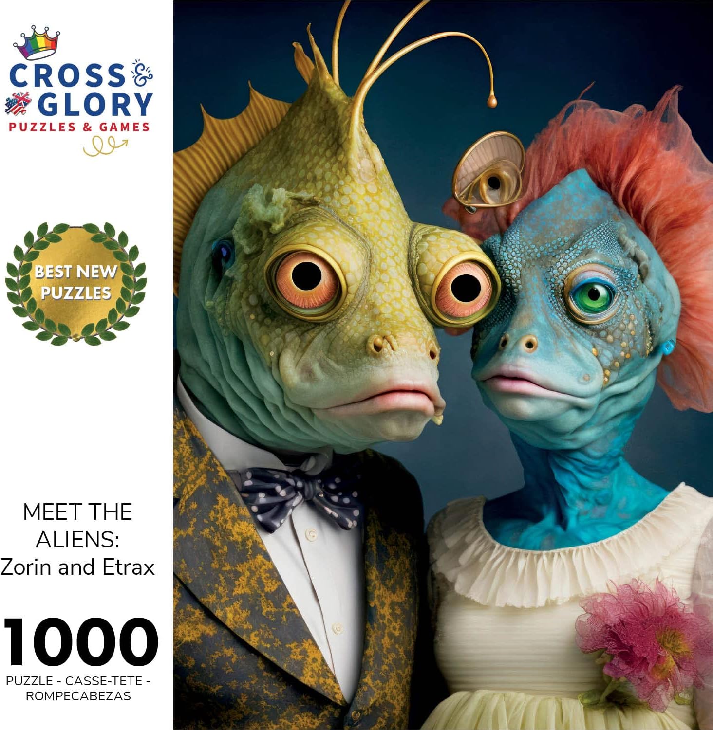 1000 Piece Jigsaw Puzzle for Adults - Cross & Glory - Meet the Aliens Series| Collectible Sci-Fi Illustration (Zorin and Etrax)