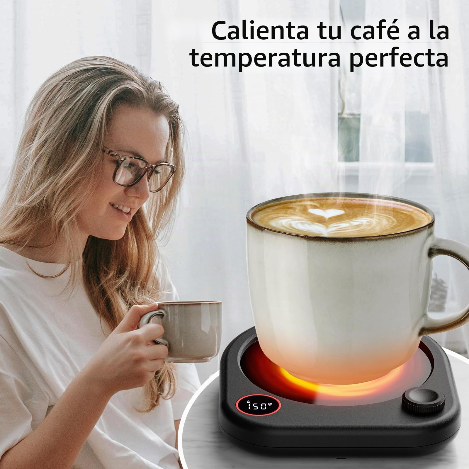 Calentador De Tazas De Café Para Escritorio, Calentador Eléctrico De Tazas Para Bebidas De Té Y Leche, Placa Calefactora Con Temporizador De Apagado Automático Y Vela De Cera, Accesorio De Regalo