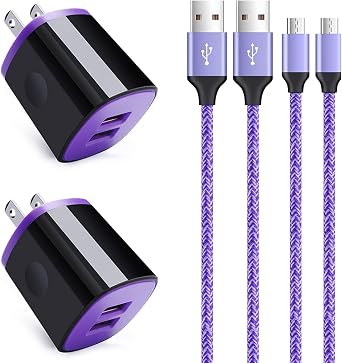 Android Wall Charger Fast Charging Cable Micro USB Cord Compatible for LG Stylo 3 Plus/2 V, K50 S/K40 S/K30/K20 V/K10/K9/K8/K7/K4, V10/Q6/G4/G3/Q60/W30/W10, Stylus 3/2 Plus, G Vista 2