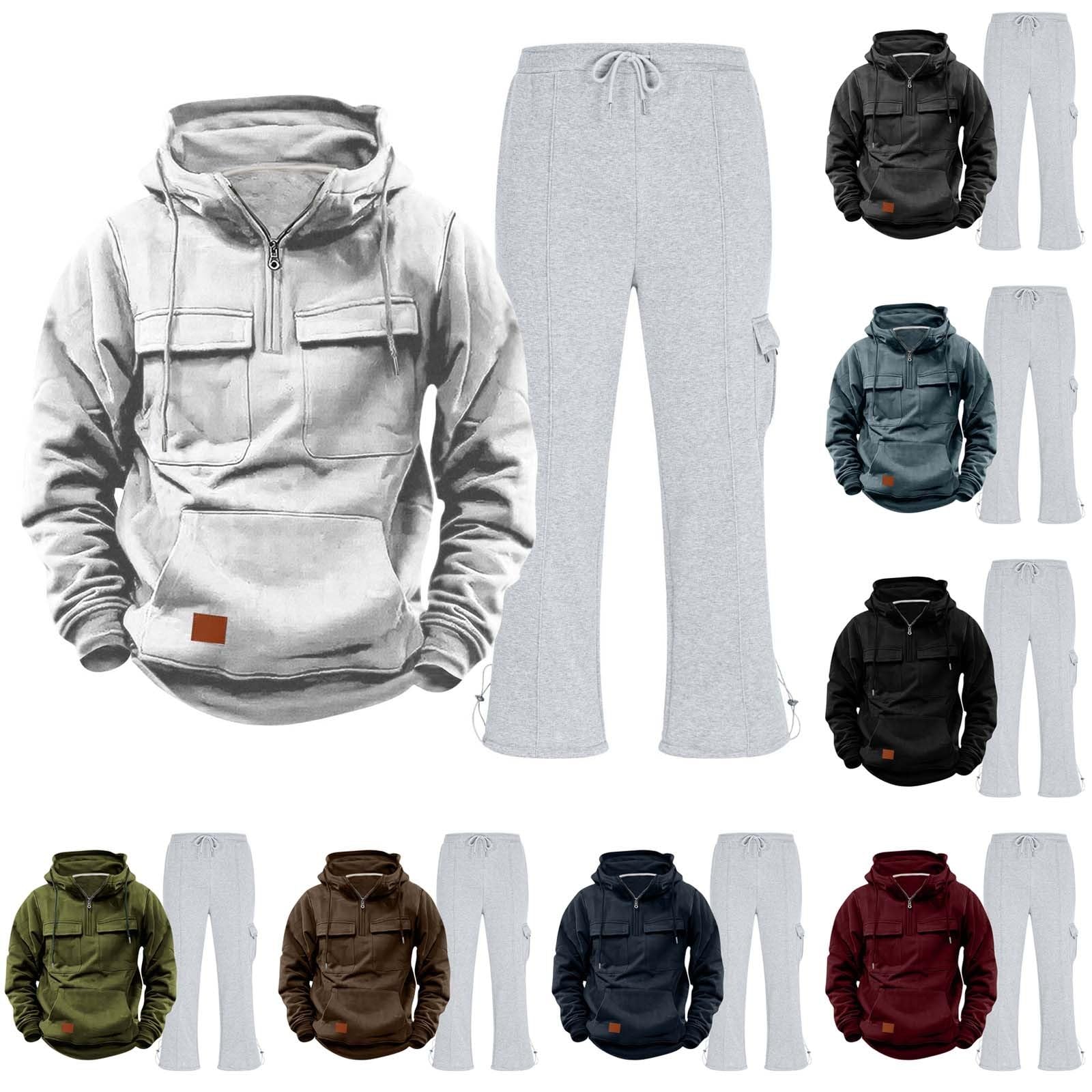 Tute da Ginnastica Uomo Maniche Lunghe Giacca invernale con cerniera Sports Jogging Pantaloni Leggero Sportiva Set Completa Felpa Tracksuit,Tuta Casa Uomo,Regalo Natale Halloween Capodanno