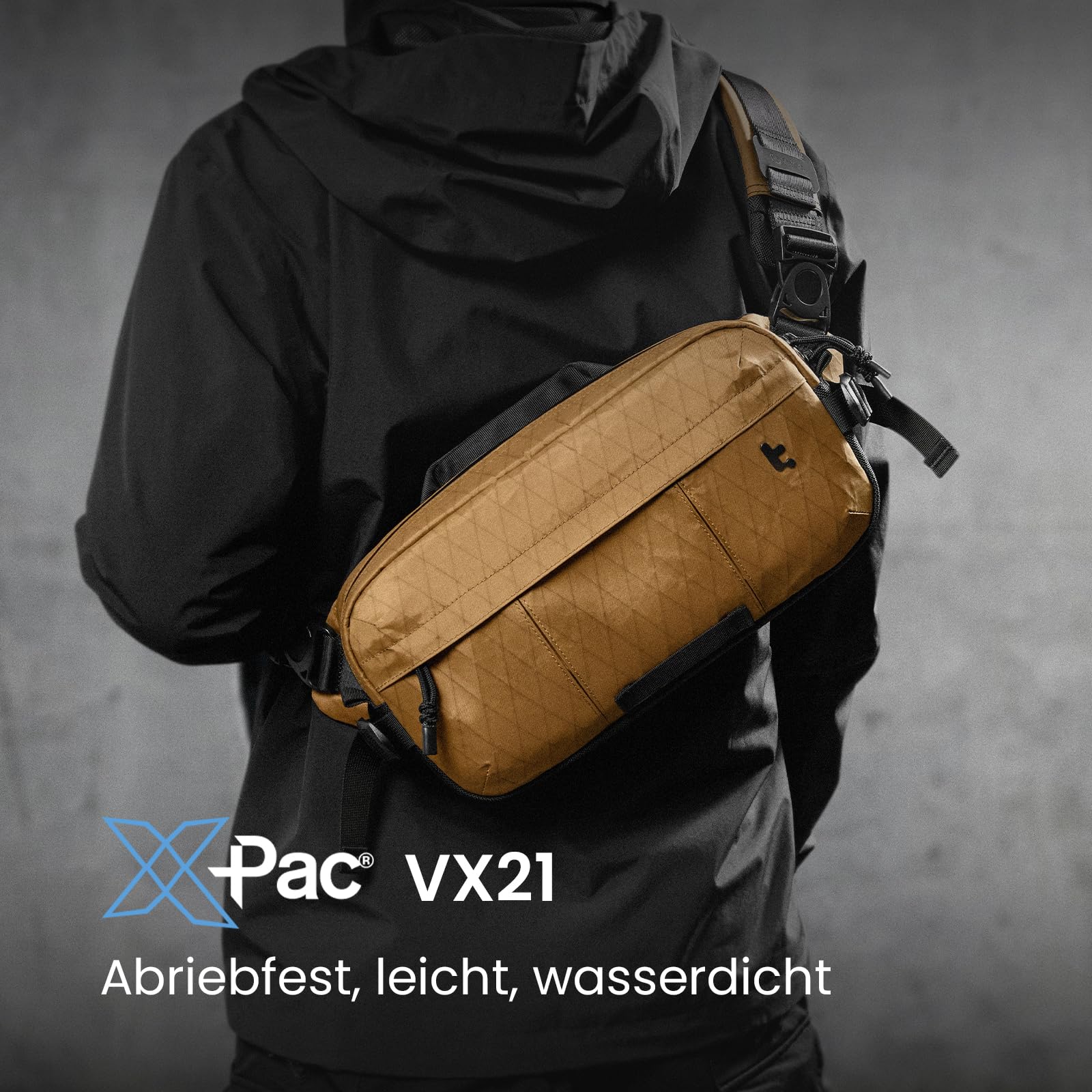 tomtoc X-Pac Nylon Sling Bag 5,5L Für Herren, Robuste EDC Umhängetasche | Passend Für ROG Xbox Ally (X), Switch 2 2025, Steam Deck, iPad Mini Und Zubehör, Crossbody Tasche Für Alltag, Wandern, Reise