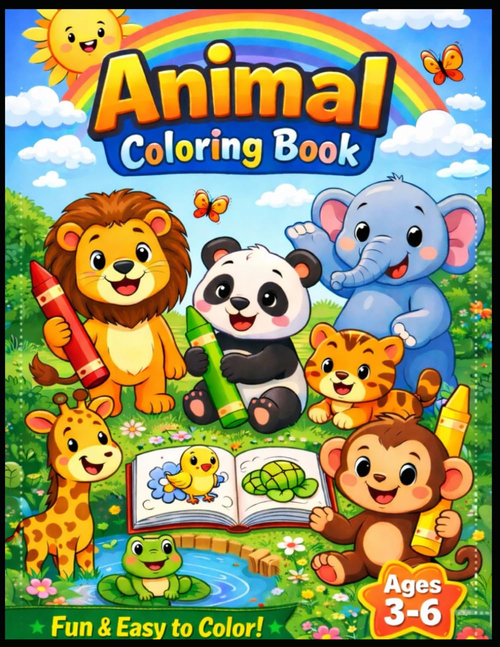 Cute Animals and Birds Coloring Book for Kids: Easy and Fun Coloring Pages for Toddlers and Kids Ages 3–6 | Cute Animals, Birds, and Simple Designs for Early Learning