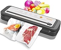 MEGAWISE Vacuum Sealer Machine with Starter Kit - 80kPa Suction, Dry/Moist/Wet/Cold Modes, Compact Food Sealer (Grey)