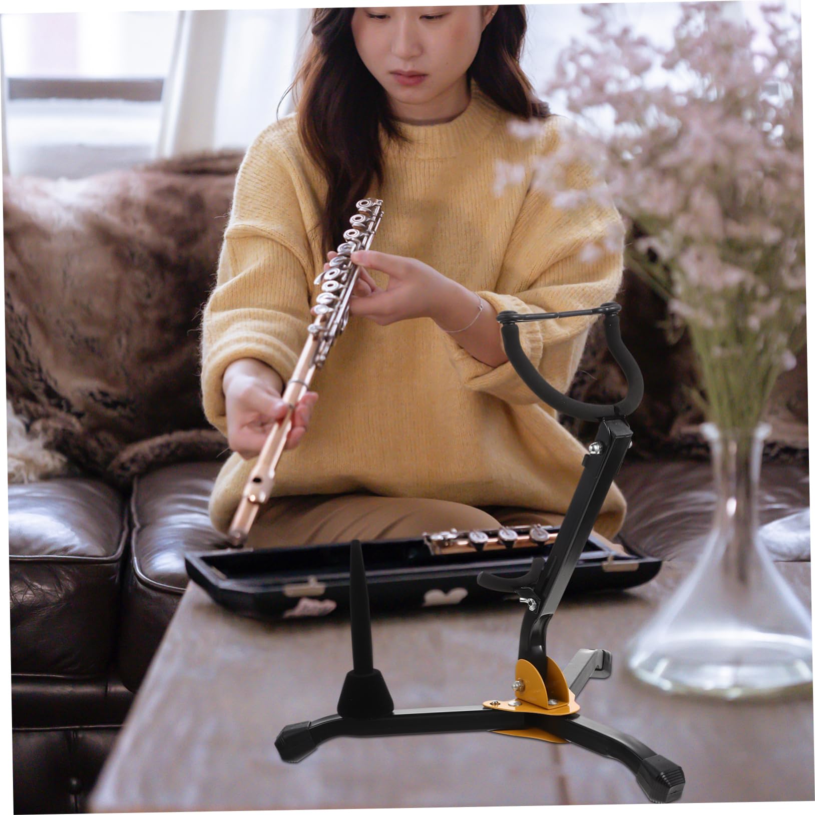 Totority Saxophone Stand Foldable Saxophone and Clarinet Holder Rubber Coated Foot