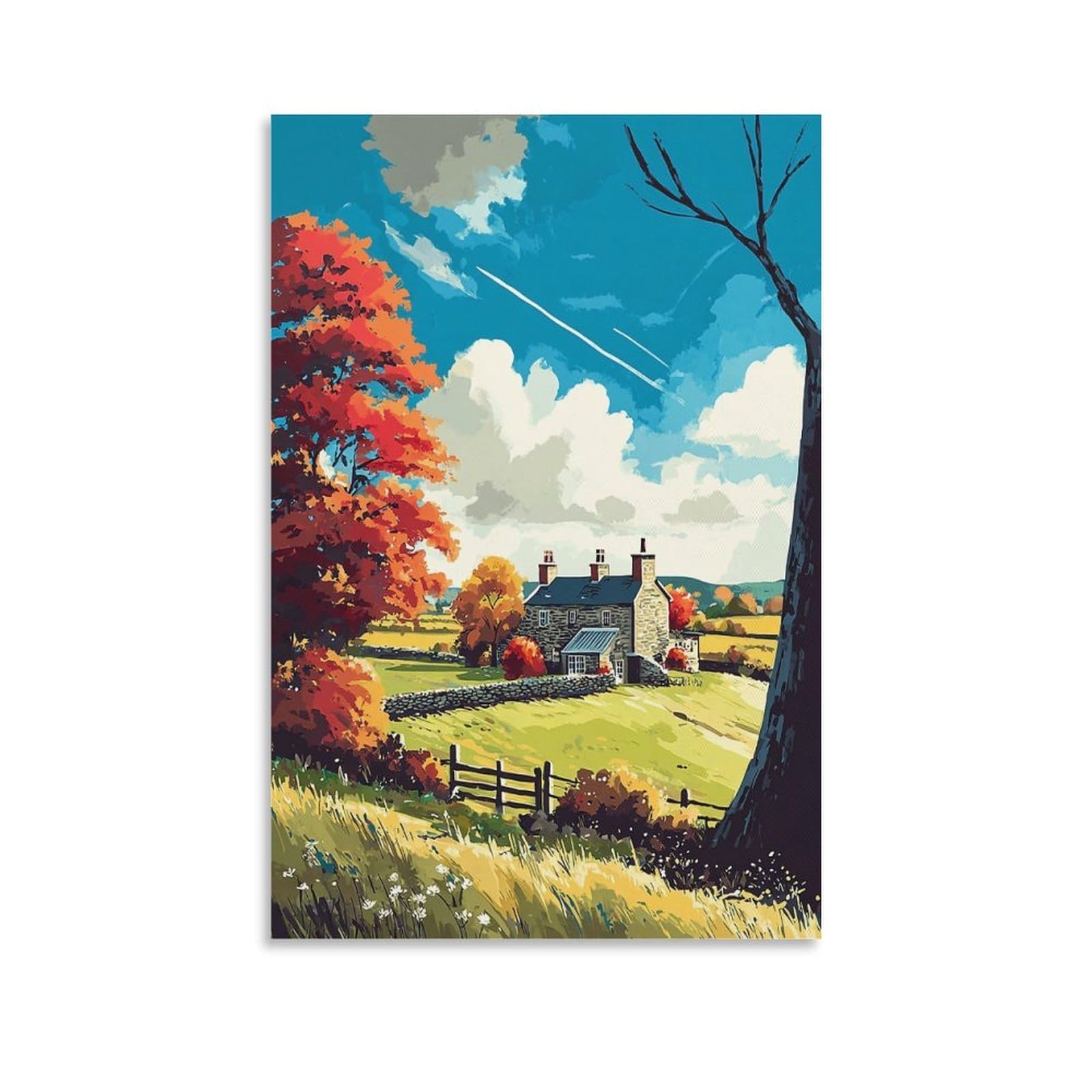 Chester County Posters 20x30inch(50x75cm) Vintage Watercolor Canvas Art