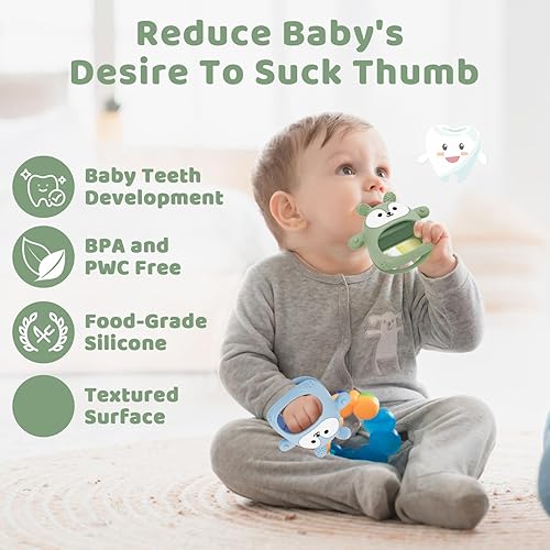 Miniatura 2 de HONGTEYA Juguetes de dentición para bebés de 0 a 6 meses, 6 a 12 meses, 2 paquetes de silicona para la muñeca, anticaída, para bebés, para recién