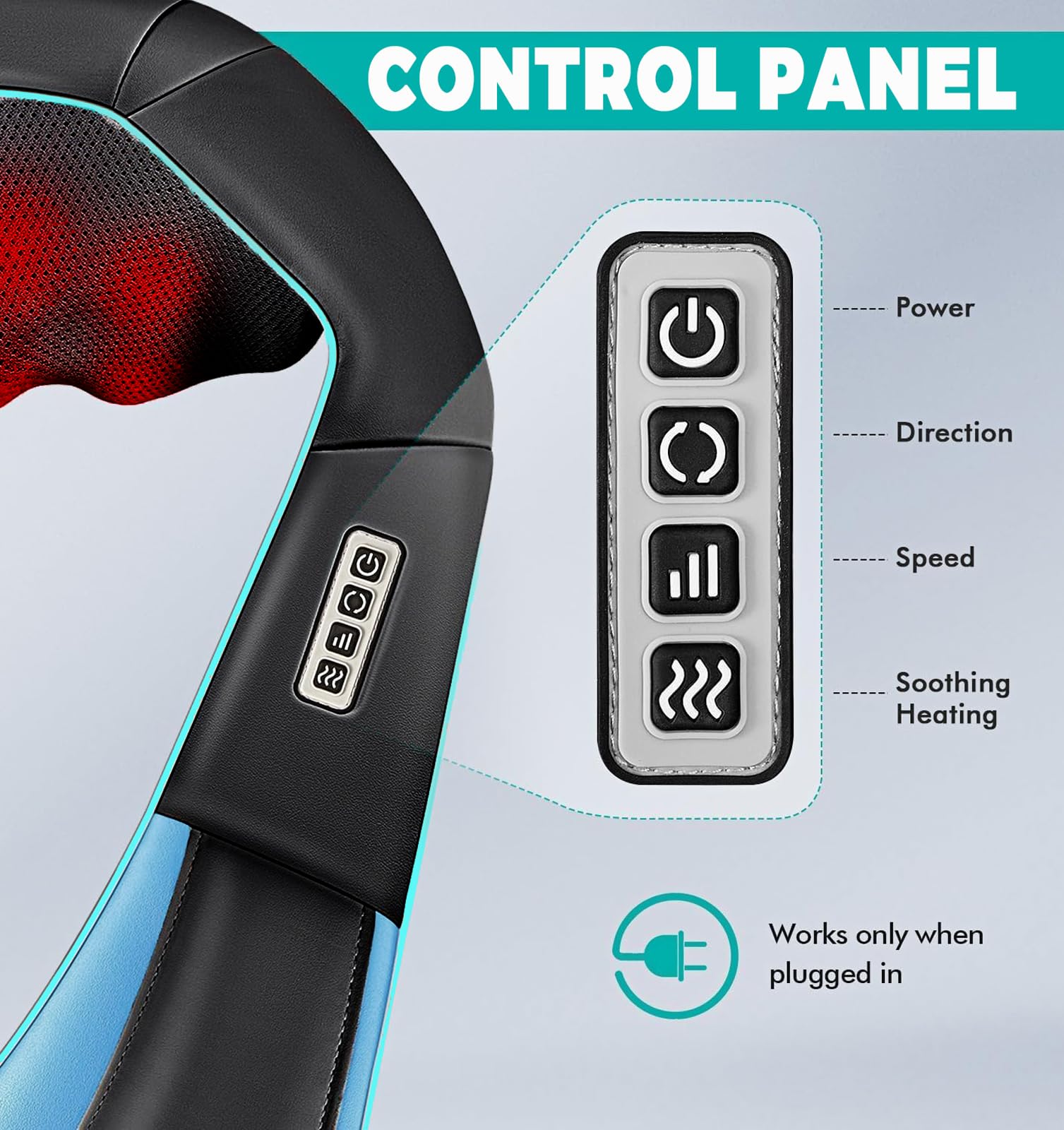 Masseur Cervical,Masseurs Électriques avec 8 Nœuds Rouleaux de Massage en 3D-Rotation Vitesse Réglable,Massage Dos et Cou avec Thermique Mode et Shiatsu Massage pour Soulager Les Douleurs Musculaires