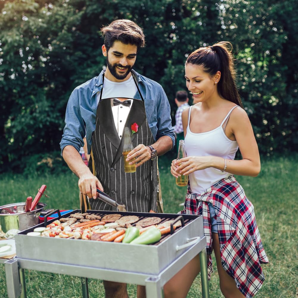 EQLEF Fartuchy męskie, fartuch męski zabawny fartuch zabawny męski grill impreza żart fartuch na imprezę prezent dla mężczyzn