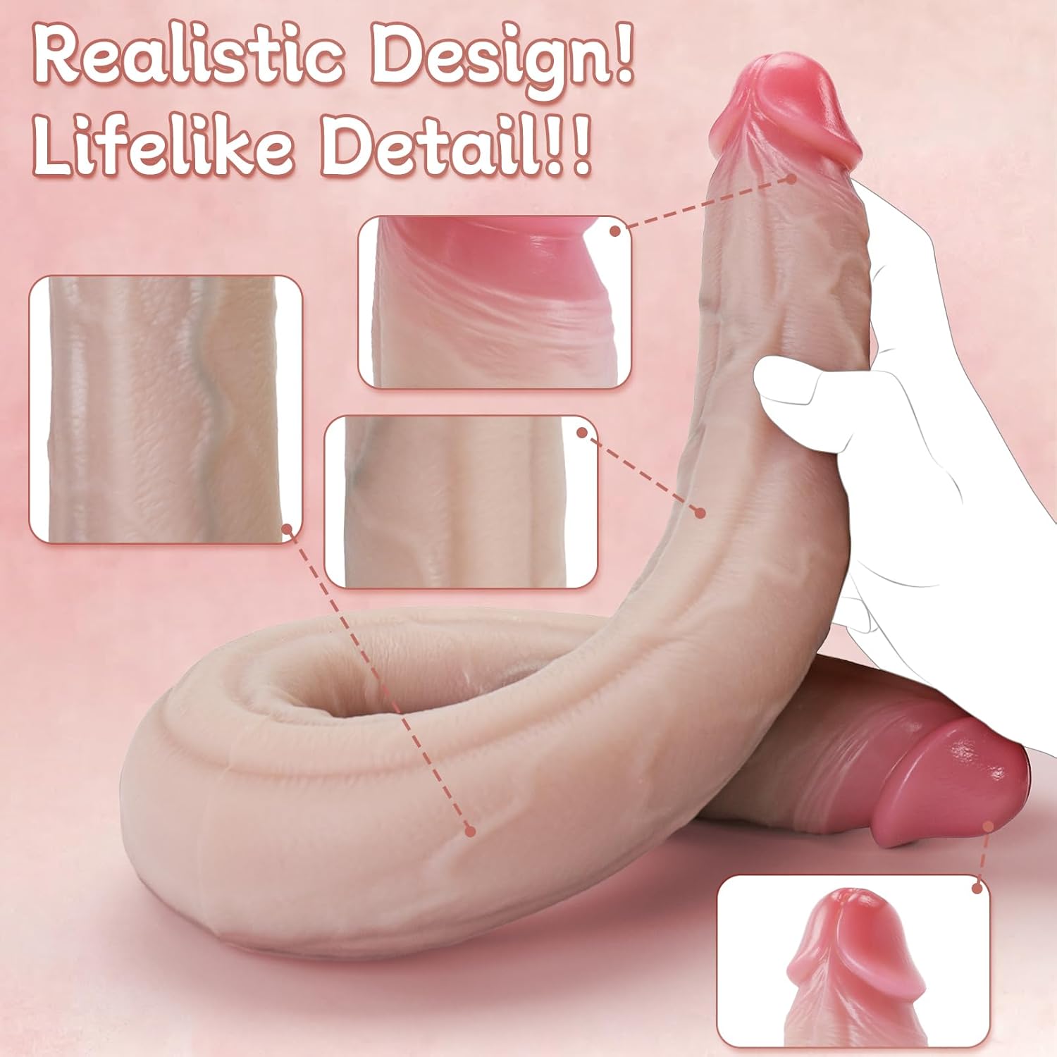 19.7inch 24.9oz Double Ended Dildo, Silicone Soft & Flexible 1.7in diameter Realistic Double Sided Big Long Thick Dildos with Veins,Vaginal Anal Huge Adult Penis Sex Toys for Lesbian Gay Couples Games