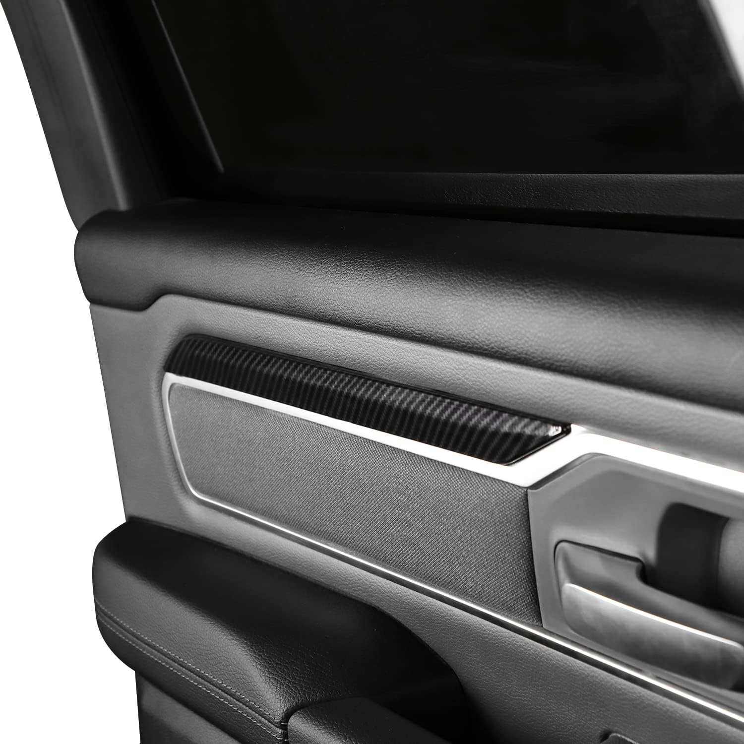 Carbon Fiber Door Panel Decor Cover Fit for Dodge RAM 1500 2018-2023+,4Pcs Door Moulding Trim Cover