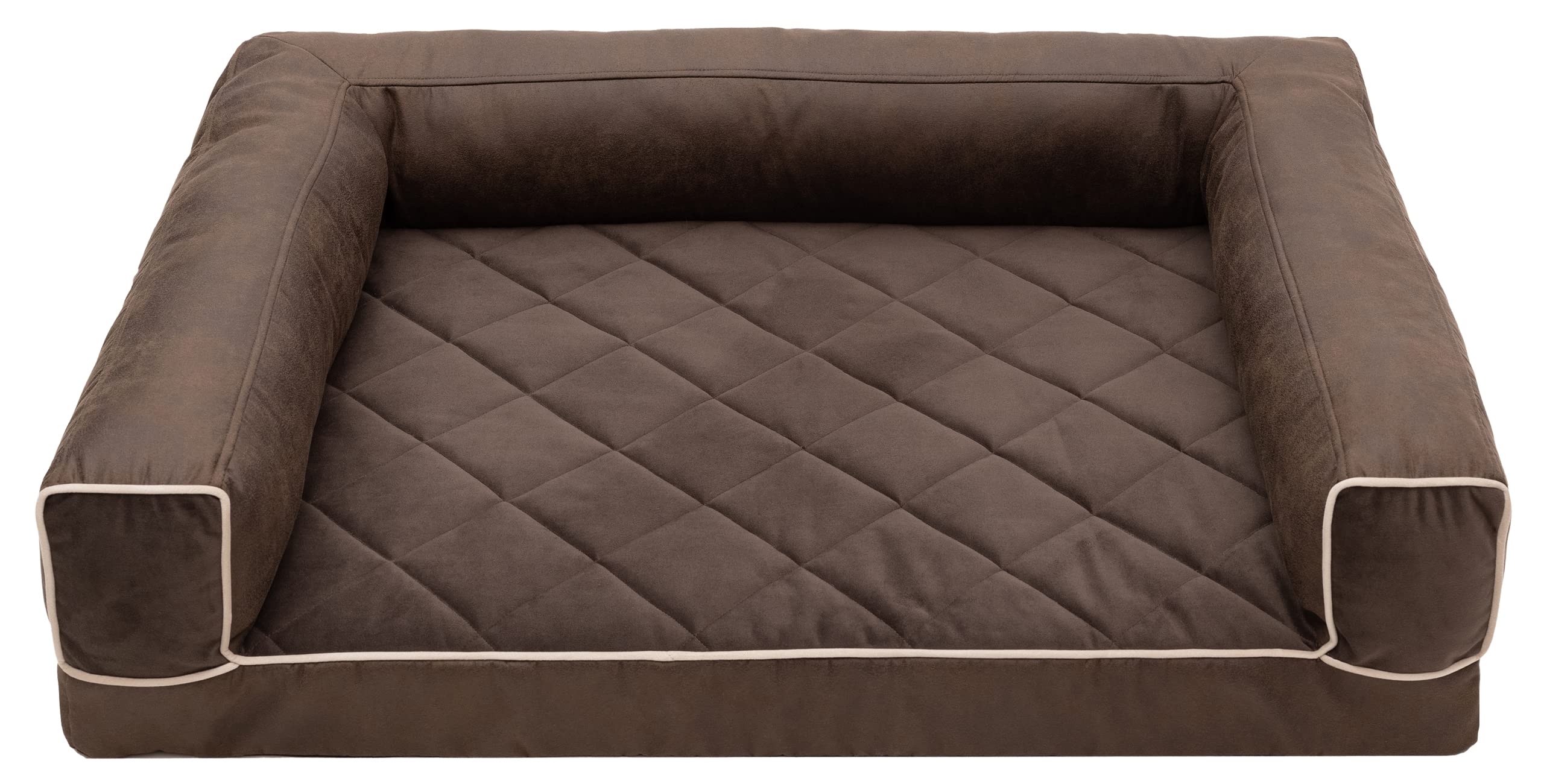 Salla Orthopädisches Hundebett 150x100 Cm – Waschbare Hundecouch In Braunem Vintage-Stoff