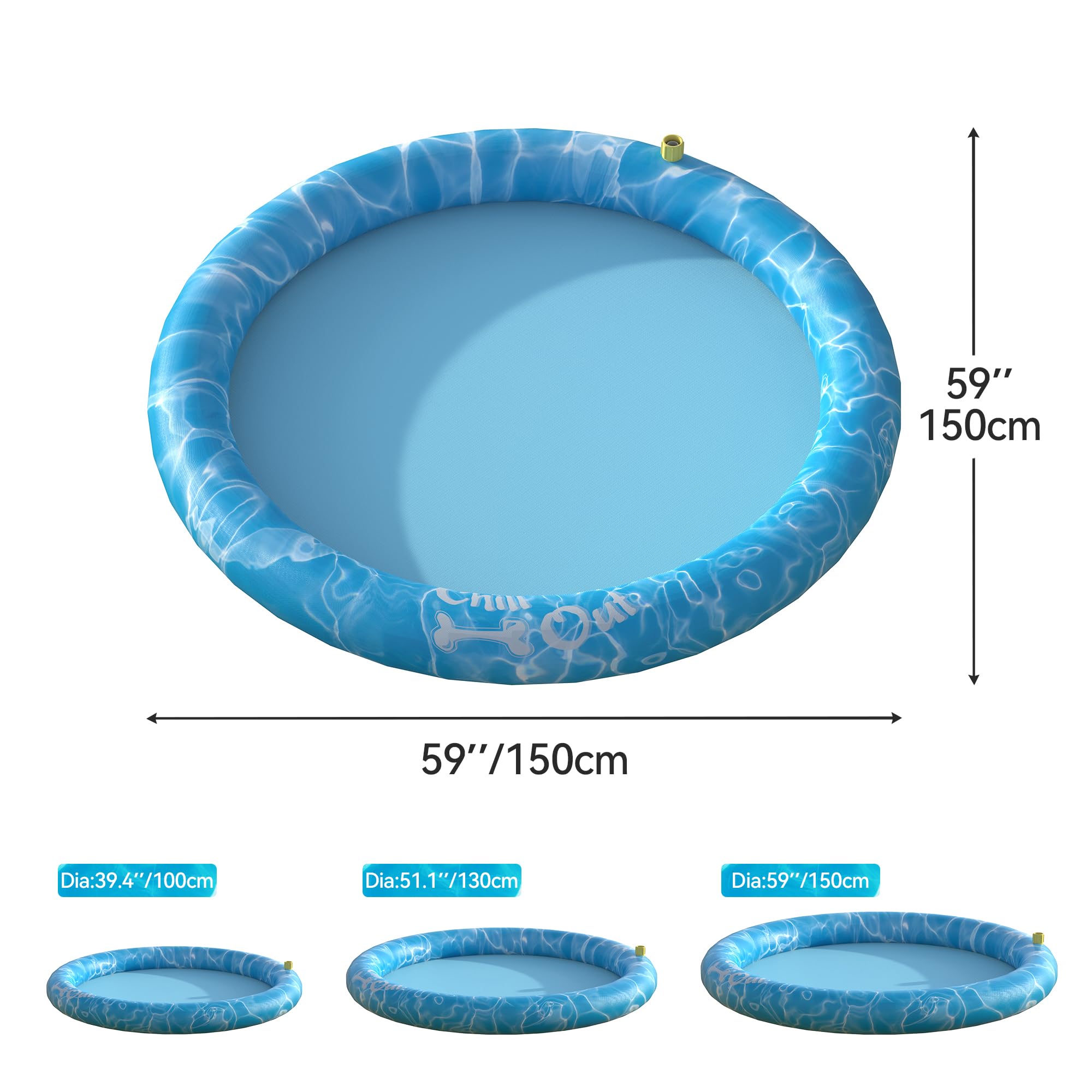 ALL FOR PAWS 150CM Hundespielmatte mit Sprinkler, Sprinkler-Spielmatte für Hunde, Kühlende Wasserspielmatte mit Sprinklerfunktion, Outdoor Wasser Spielmatte für Hunde