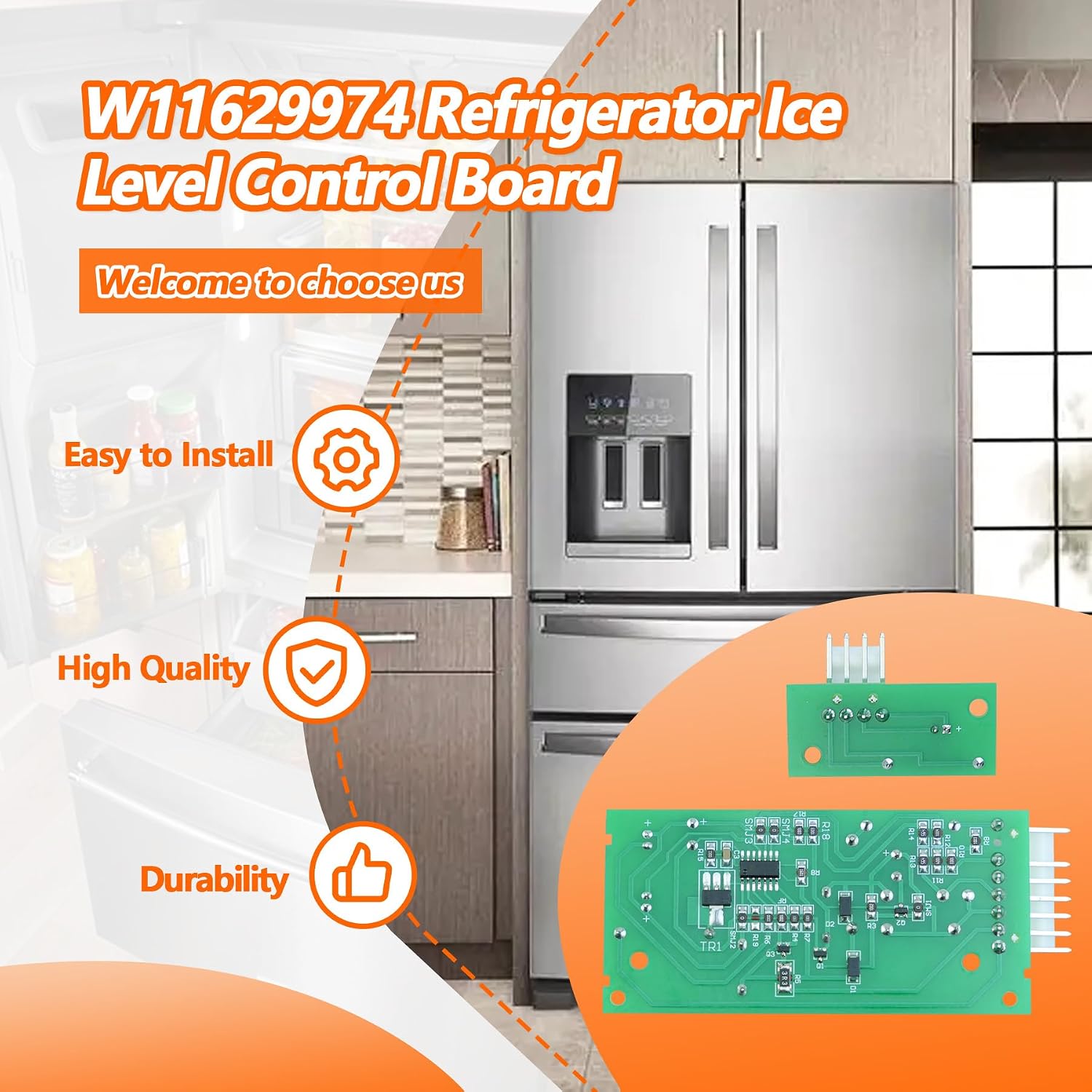 W11629974 Refrigerator Ice Level Control Board AP7205486 Fit for Whirlpool for KitchenAid for Maytag for Viking Designer for Jenn Air for Kenmore