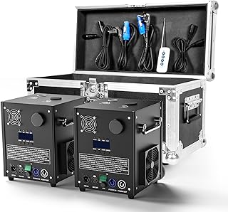 2PCS 800W Electronic Aluminum Machine with Flightcase LCD Display DMX Remote Control Stage Equipment for Wedding, Party, Stage, Live Show, Theater, Event(not Included Material)