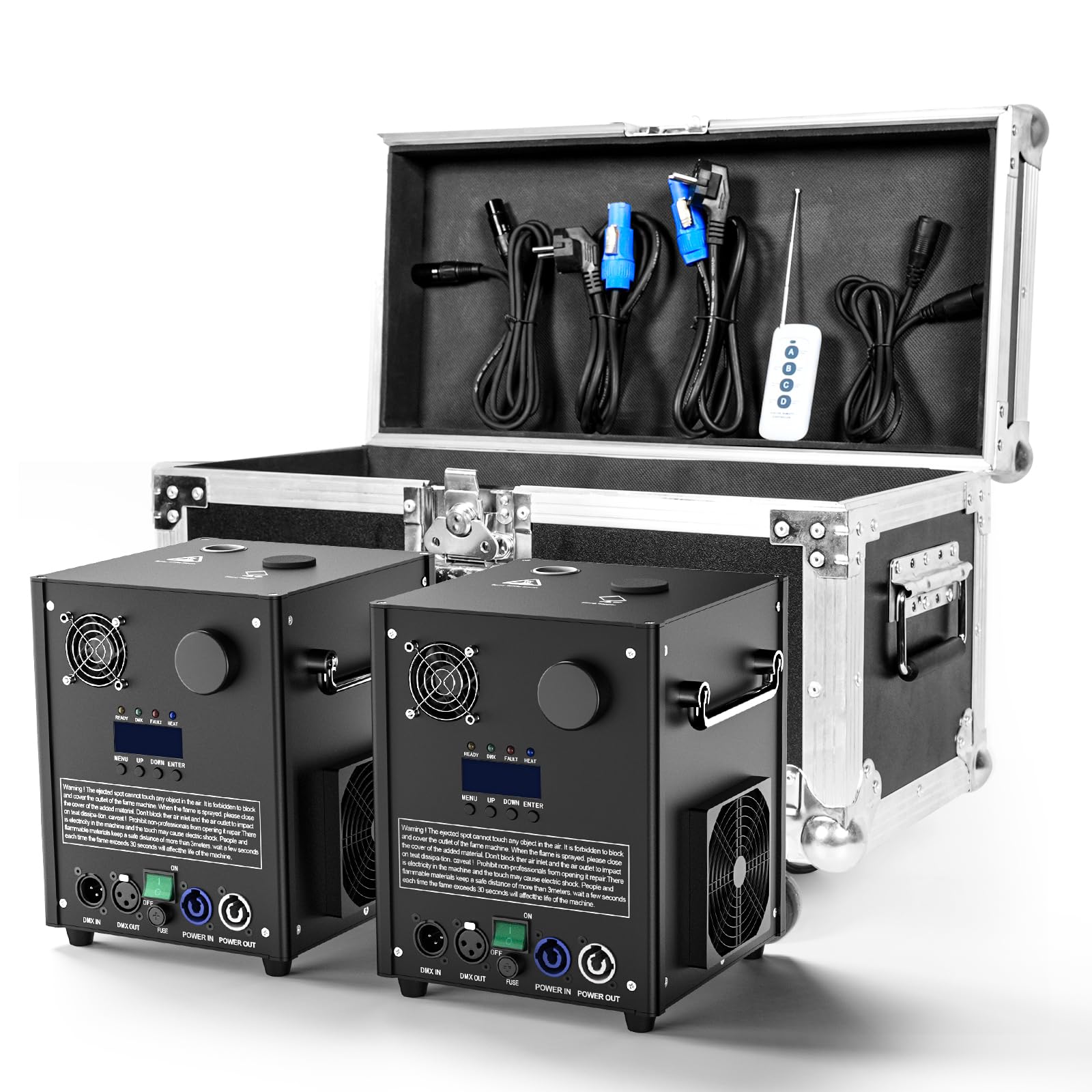 700W Macchine Pirotecniche con Flightcase, Macchina a Scintilla Fredda Display LCD d-mx512 con Telecomando per Bar Party Halloween Natale Matrimonio(2pcs Macchine con Flightcase)