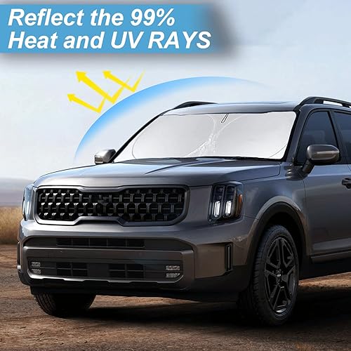 Miniatura 357 de Parasol para parabrisas de ajuste personalizado, cubierta para ventana delantera, visera plegable 210T, protector que bloquea los rayos ultravioleta